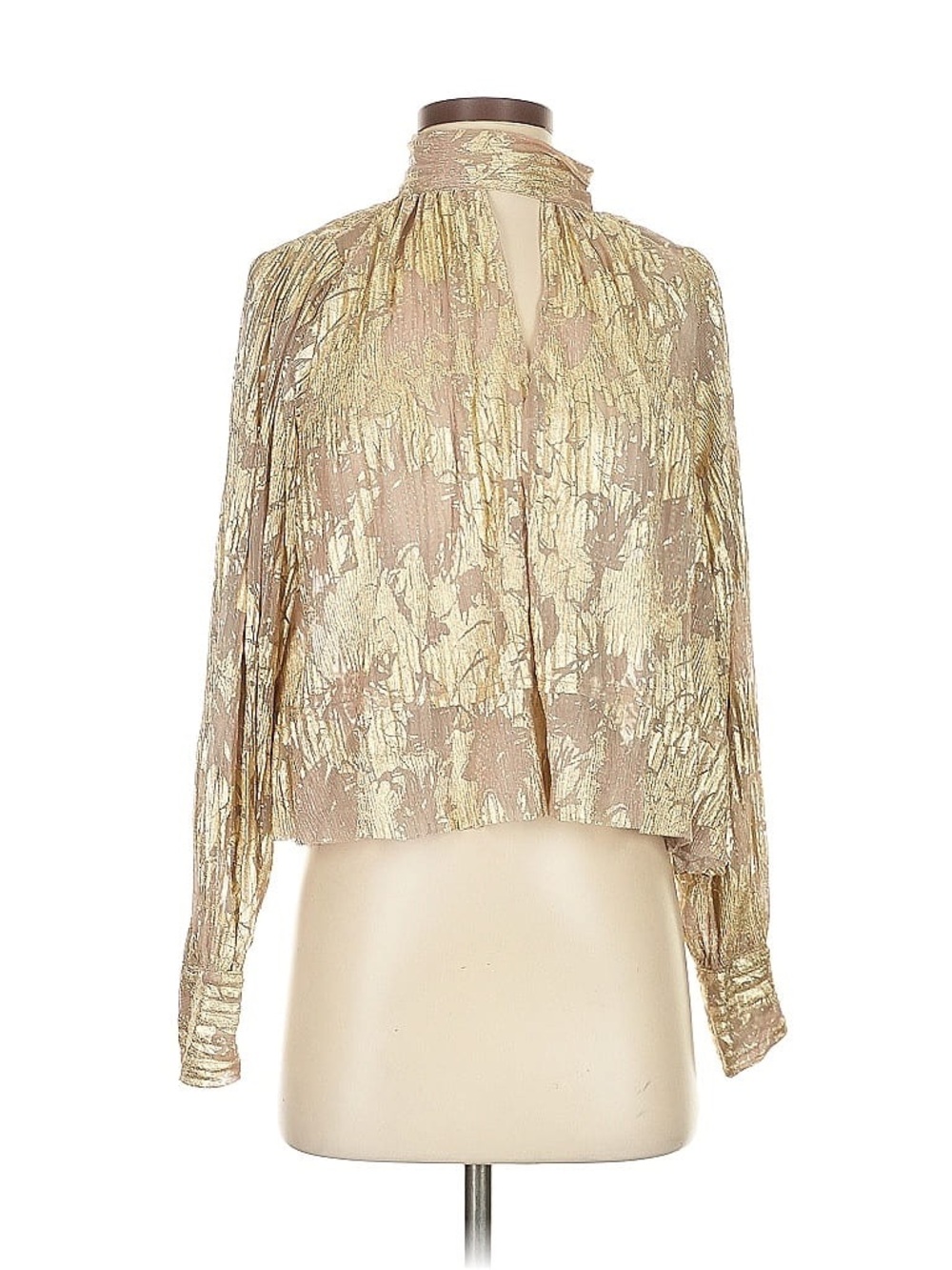 Maeve by Anthropologie Gold Metallic High-Neck Blouse